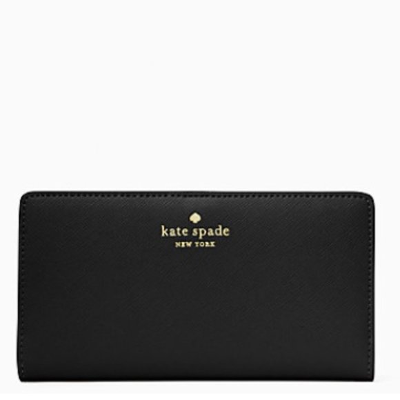 Kate Spade Staci Large Slim Bifold Wallet Black NWT - Picture 1 of 16